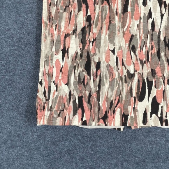 Ann Taylor Skirt Womens 4 Beige Zip Up Lined Cotton Abstract Art Straight Career - Picture 5 of 11